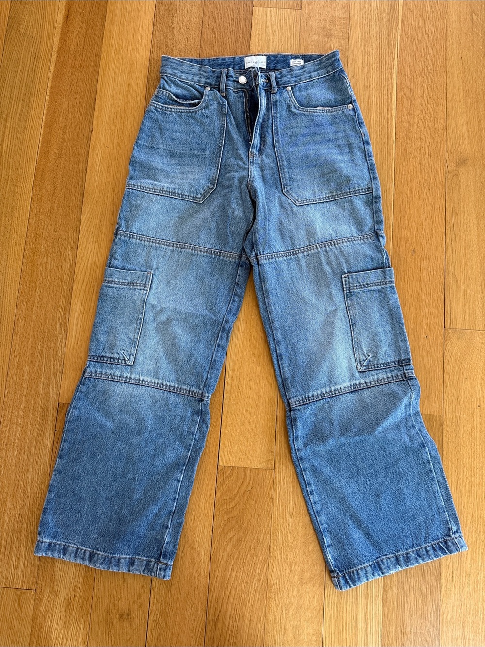 Avec Les Filles Relaxed Carpenter Jeans in Blue Denim